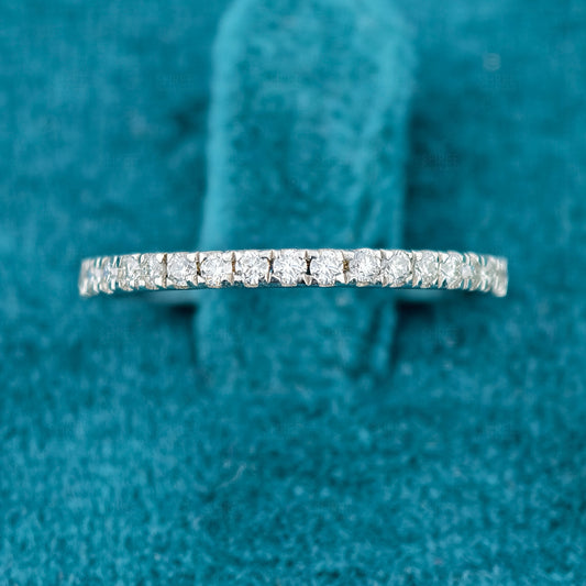Round Shaped Lab Diamond Minimalist Dainty Wedding Bands