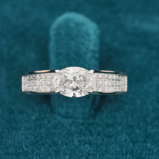front view of 0.50 ct oval lab diamond engagement ring