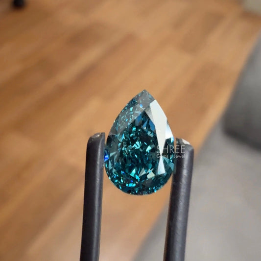 front view of blue diamond pear