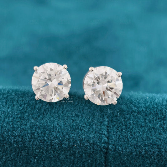 Front View Of 1 Carat Lab Made Diamond Stud Earrings