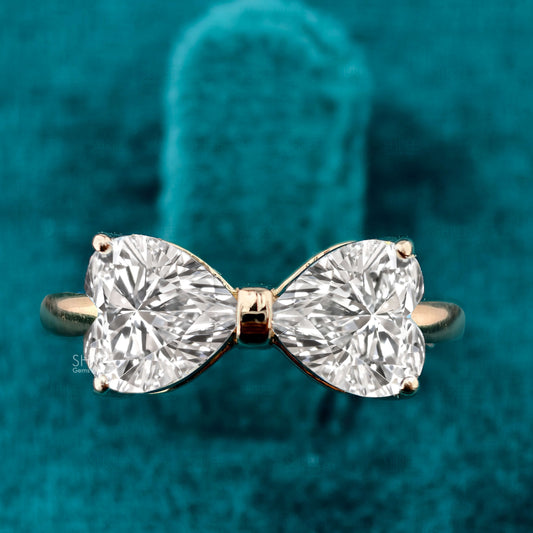 Front View Of 3 Ct Heart Cut Lab Diamond Infinity Ring