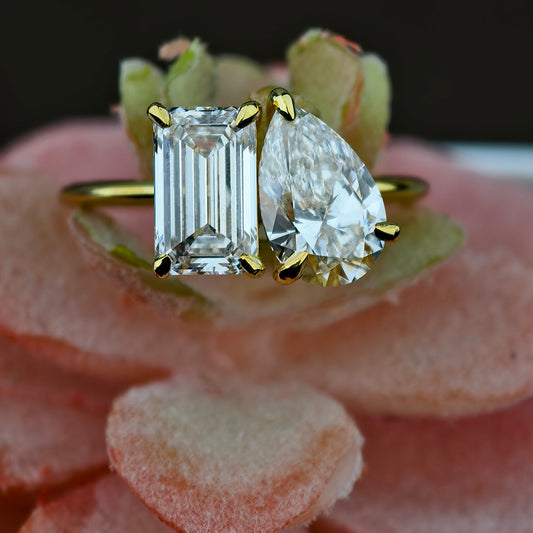 Emerald & Pear Lab Grown Diamond Engagement Ring