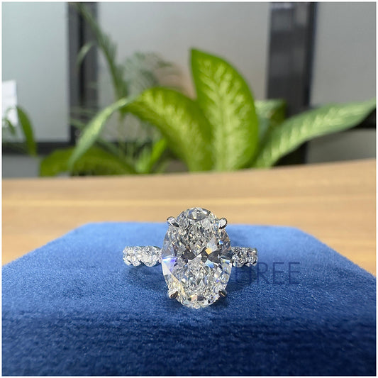 2 Ct Lab Created Oval Cut IGI Diamond Solitaire Engagement Ring 14K White Gold