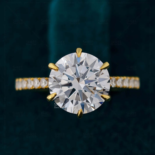Front View Of Round Lab Grown Diamond Engagement Ring