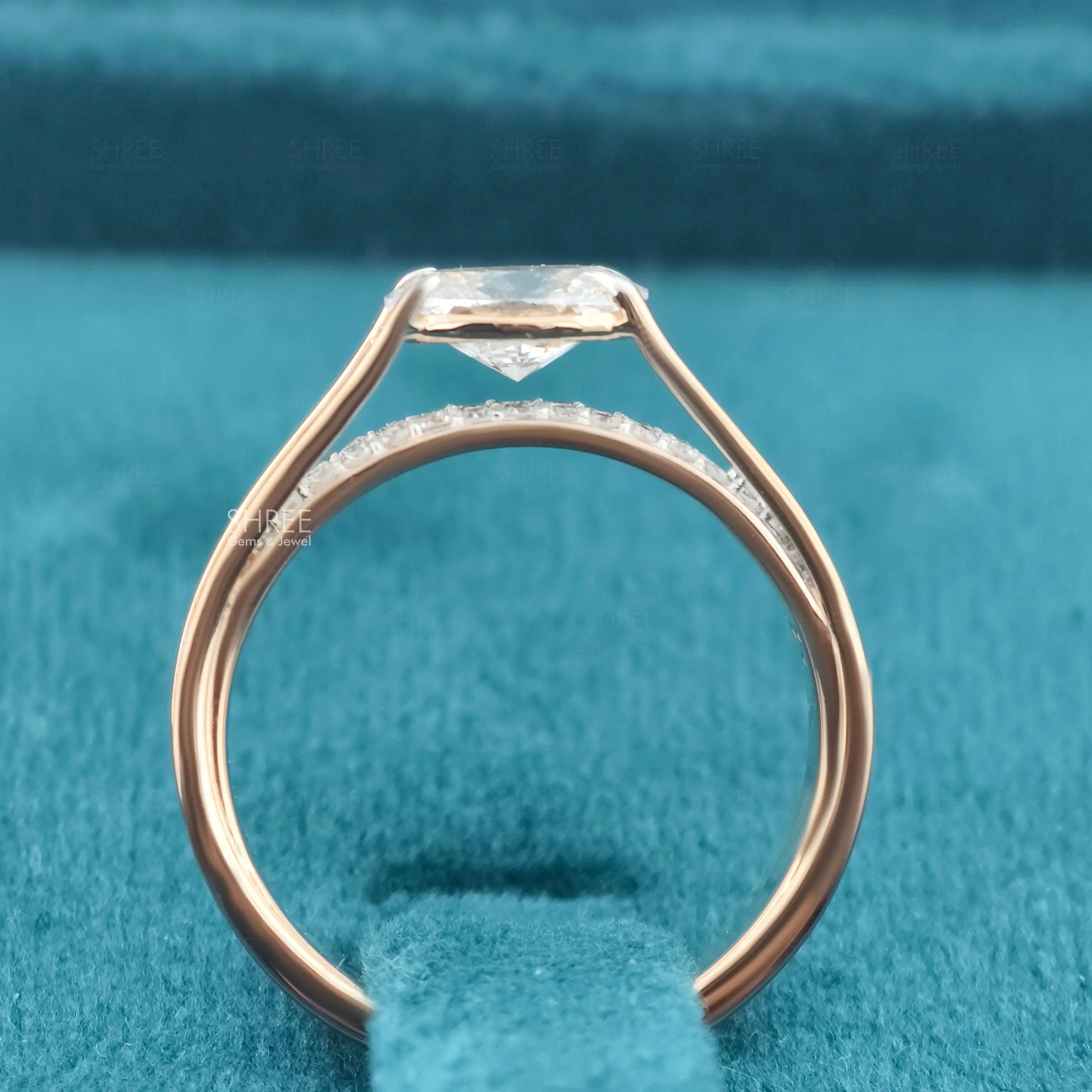 full view 0.50 Ct Oval Lab Grown Diamond Engagement Ring​