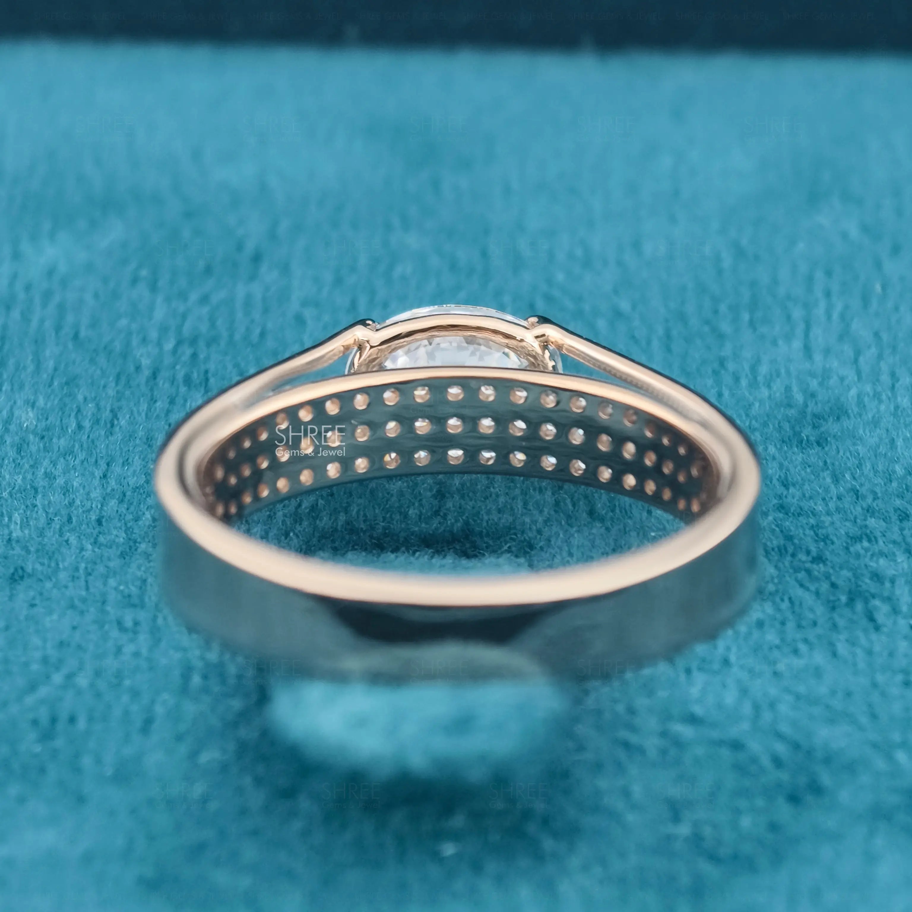back view of lab grown oval diamond engagement rings​
