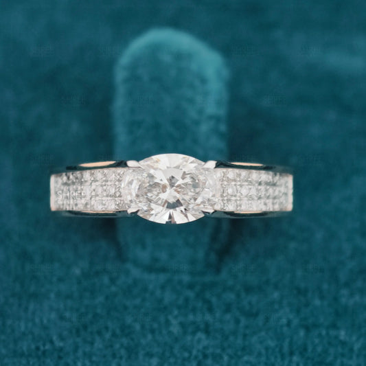 front view of 0.50 ct oval lab diamond engagement ring​
