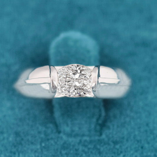 Front View of Oval Lab Diamond Engagement Ring​

