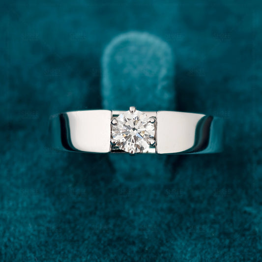 Front View Of 0.50 Ct Round Solitaire Engagement Ring For Men