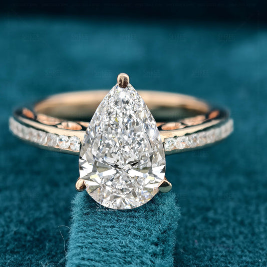 Pear Cut Lab Diamond Half Eternity Ring