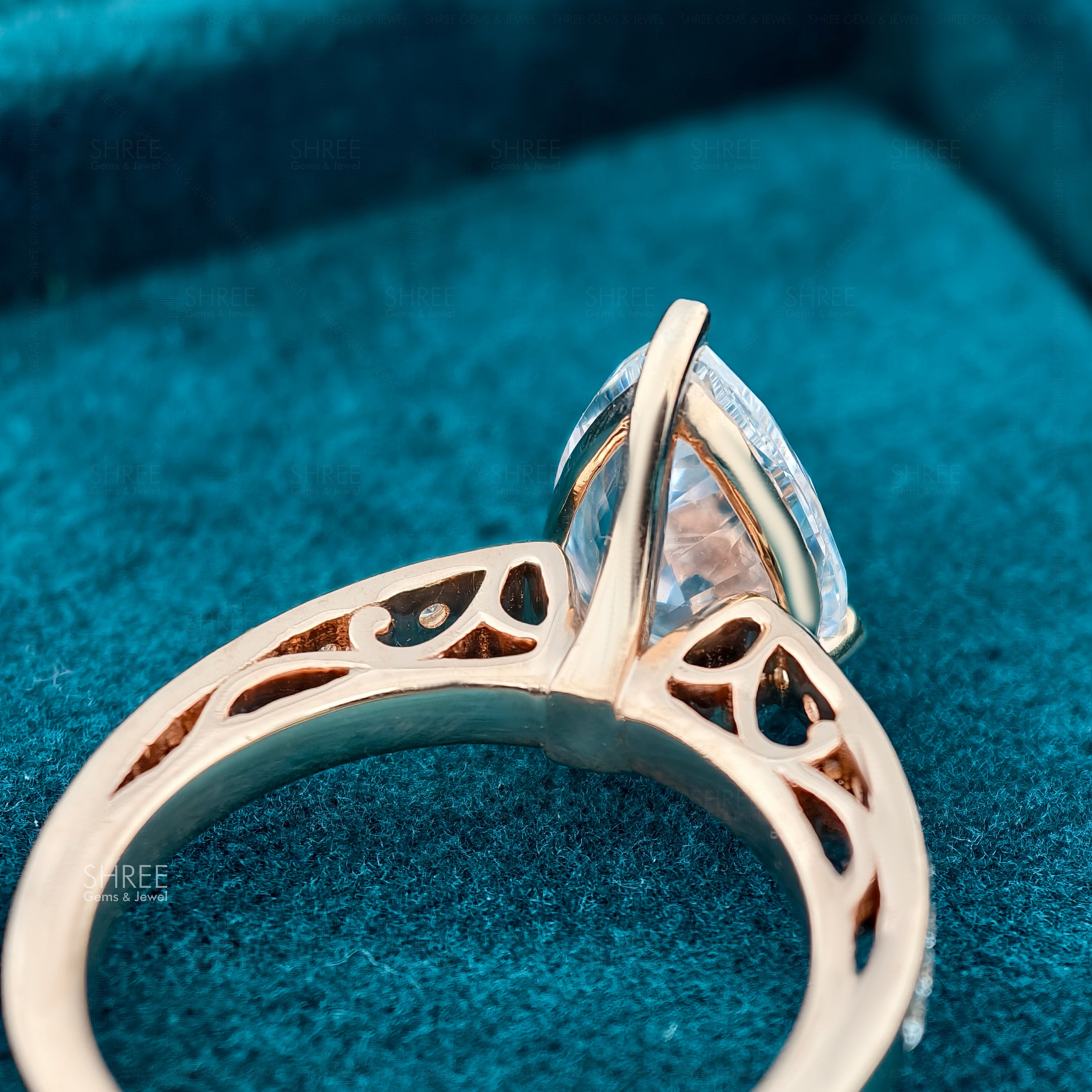 Pear Cut Lab Diamond Half Eternity Ring