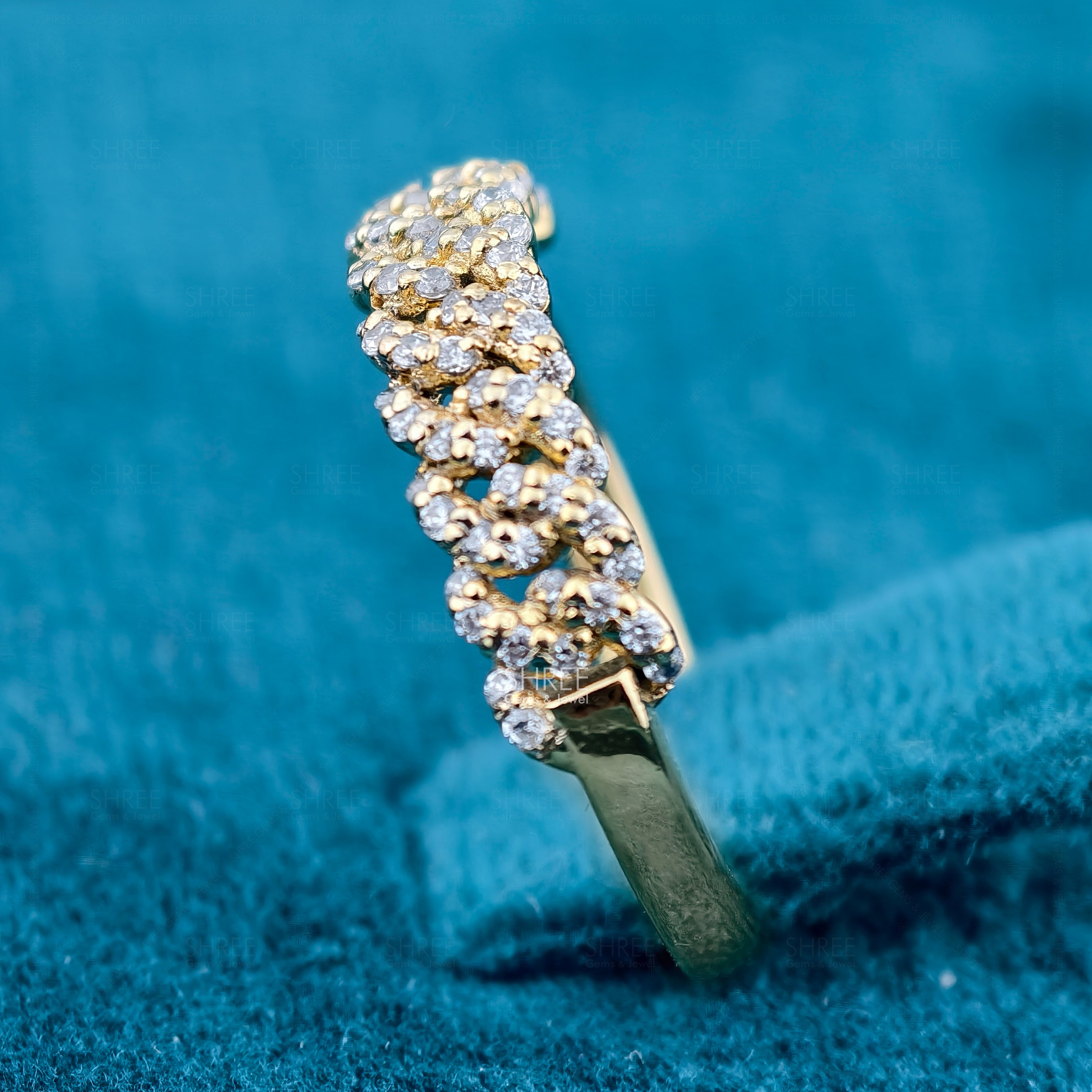 Round Cut Diamond Half Eternity Gold Wedding Band
