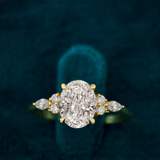 Oval Shape Lab Diamond Luxury Engagement Ring