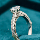Round Cut Lab Diamond Vintage Engagement Ring