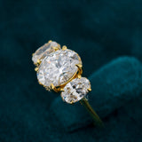 Oval Cut Lab Diamond Three Stone Engagement Ring For Women