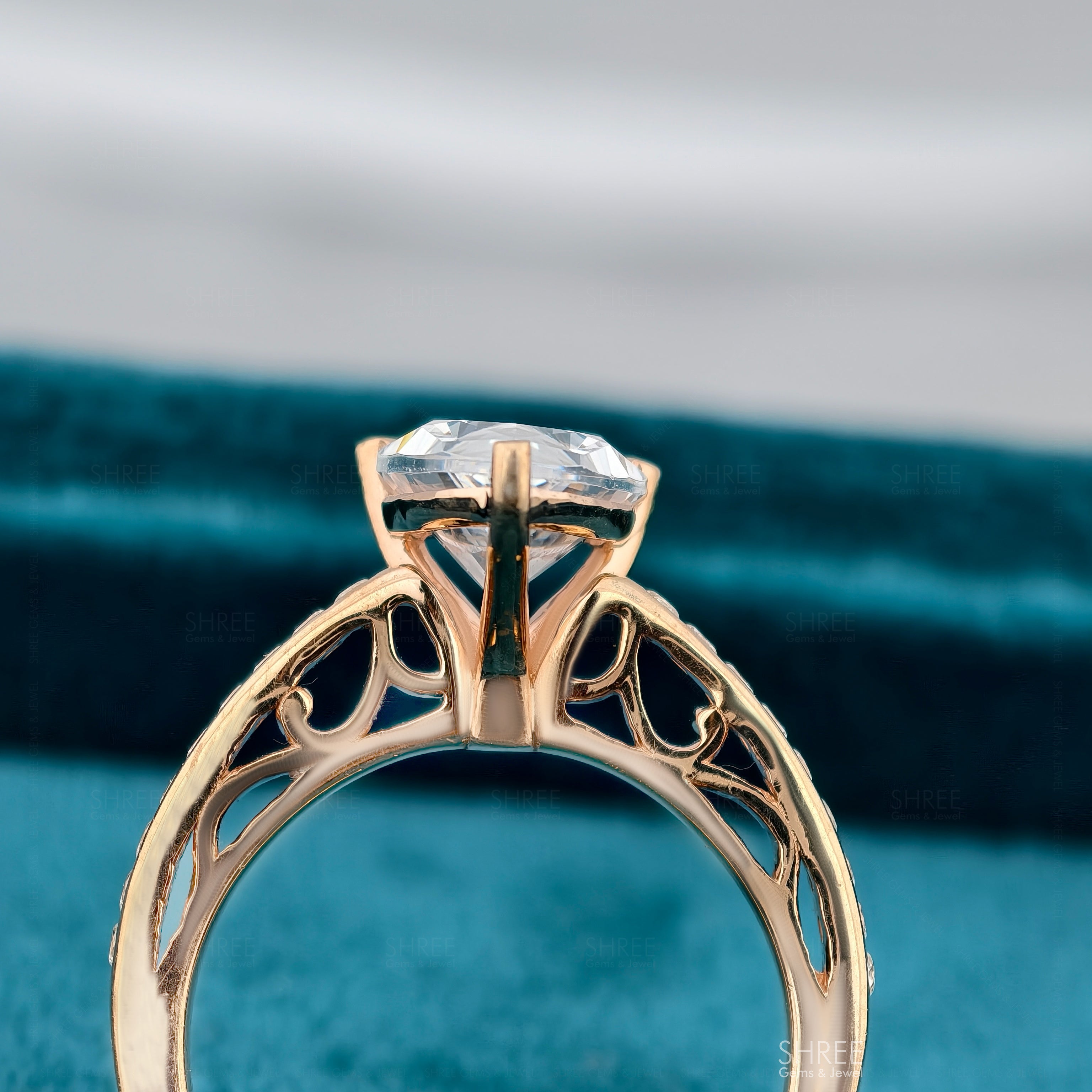 Pear Cut Lab Diamond Half Eternity Ring