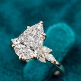 Pear Cut Lab Diamond Halo Engagement Ring