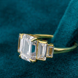 Emerald Cut Lab Diamond Five Stones Engagement Ring