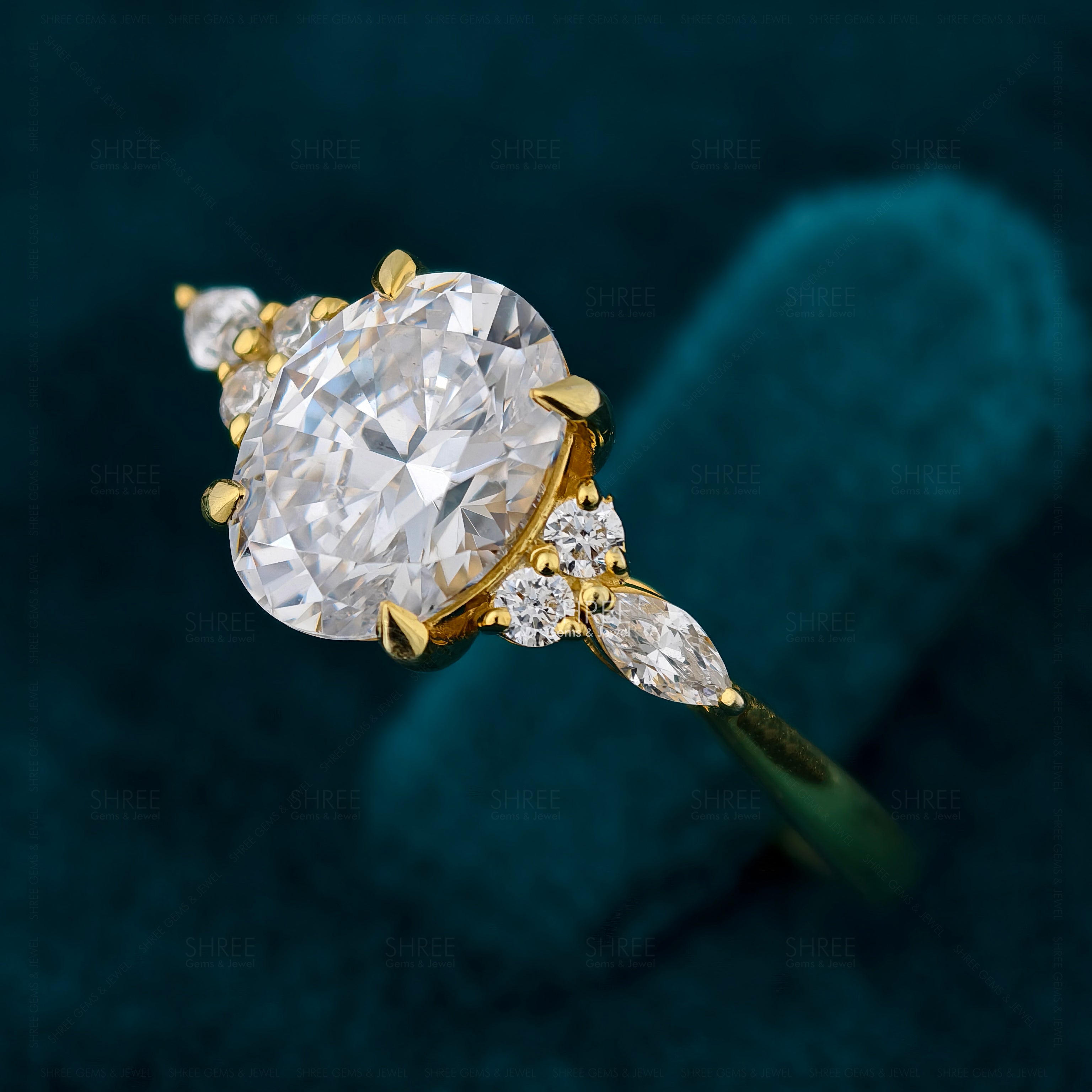 Oval Shape Lab Diamond Luxury Engagement Ring