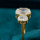 Oval Cut Lab Diamond Three Stone Engagement Ring For Women