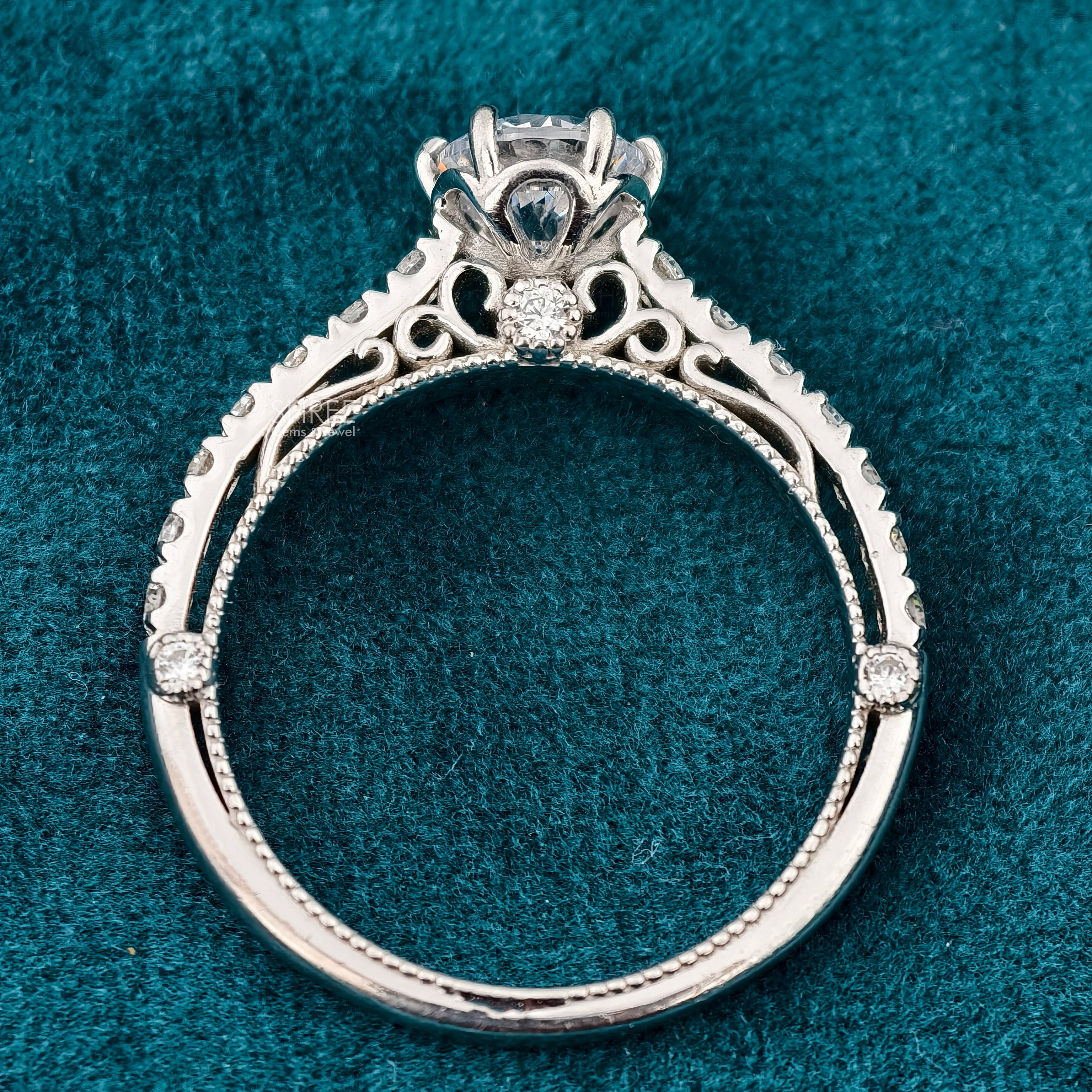 Round Cut Lab Diamond Vintage Engagement Ring