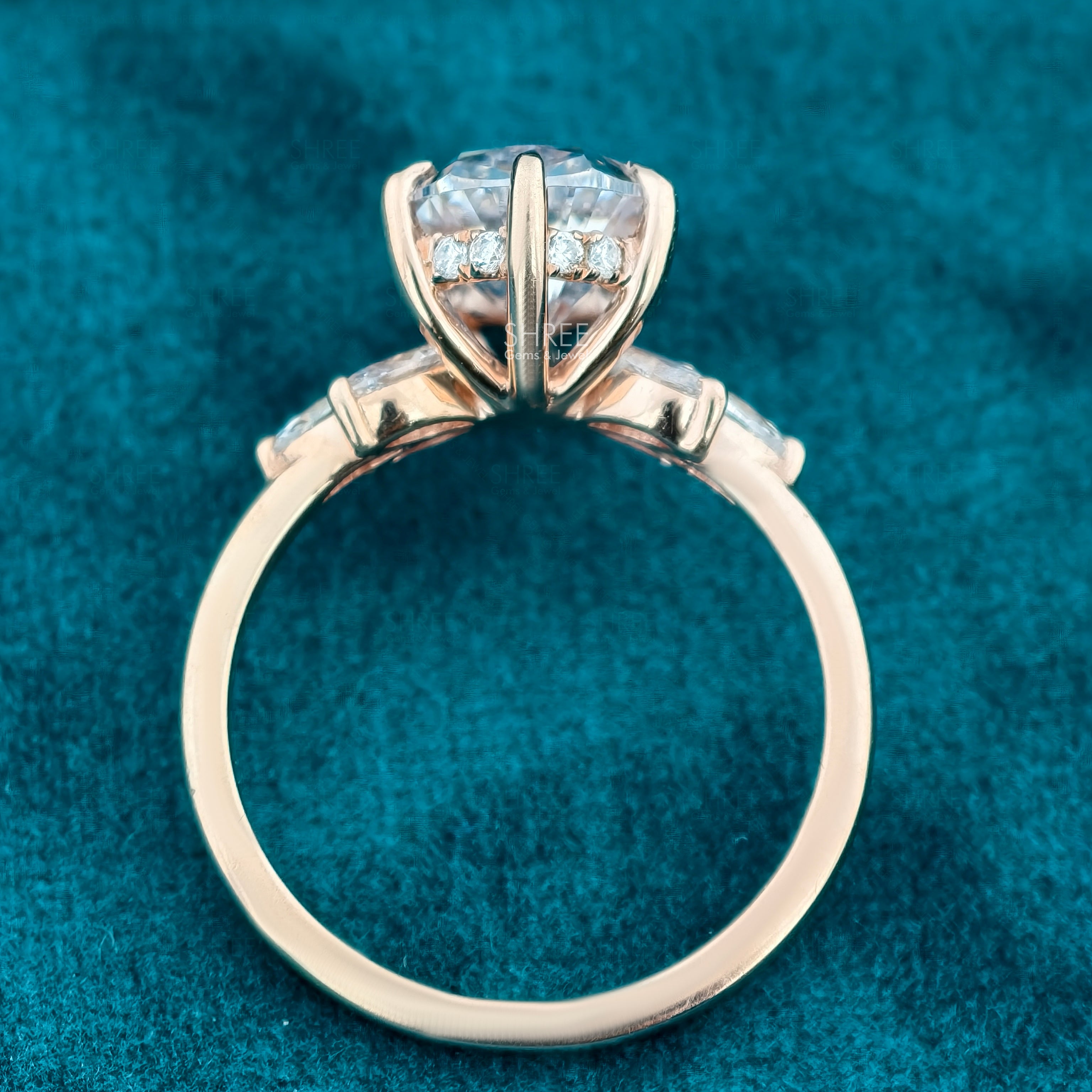 Pear Cut Lab Diamond Halo Engagement Ring