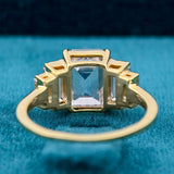 Emerald Cut Lab Diamond Five Stones Engagement Ring