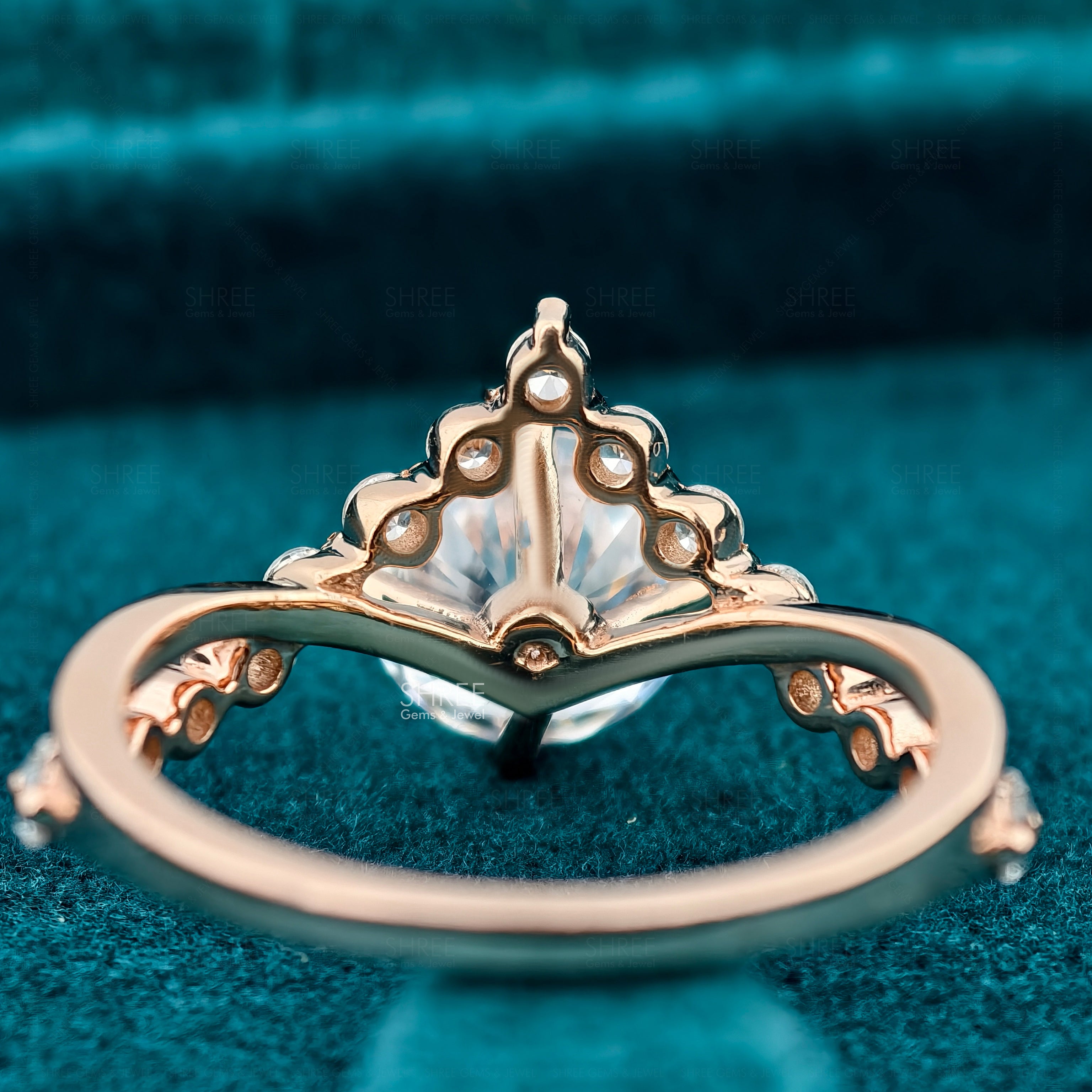 Round Shaped Lab Diamond Curved Wedding Band