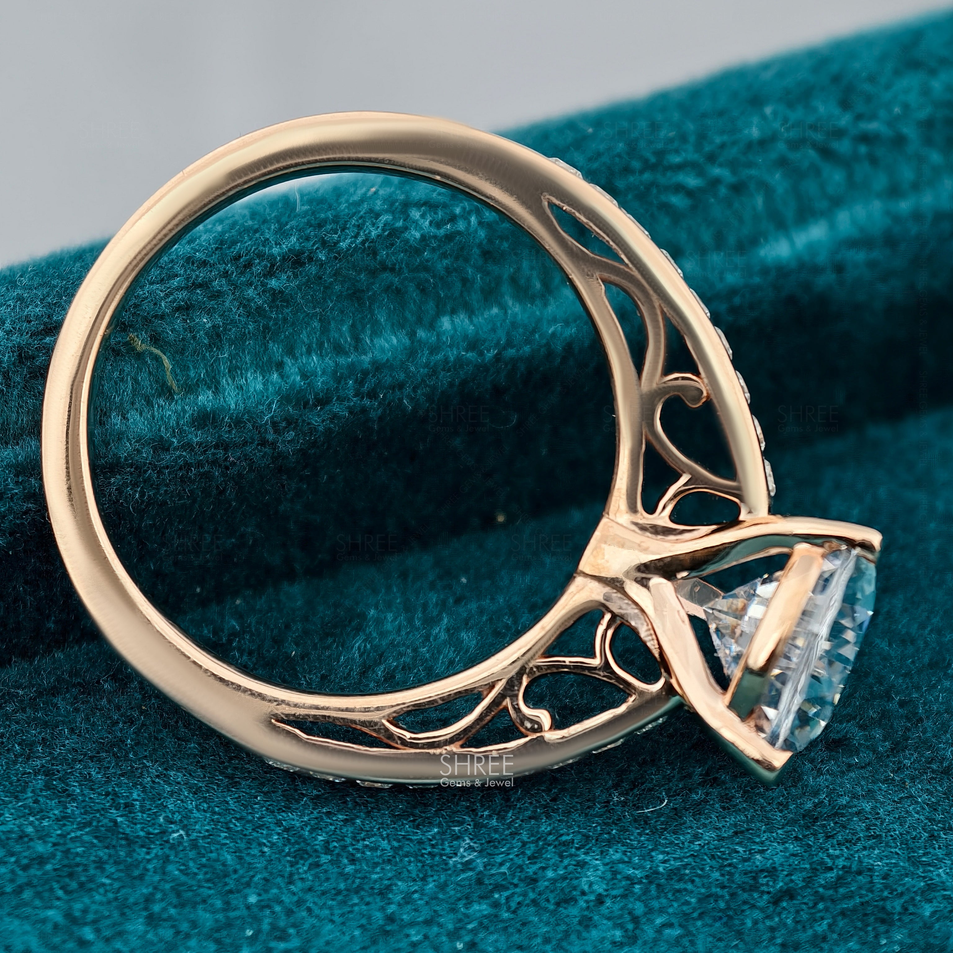 Pear Cut Lab Diamond Half Eternity Ring