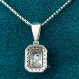 Back View Of 1.50 Ct Emerald Cut Lab Grown Diamond Halo Pendant