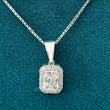 Front View of 1.50 Ct Emerald Cut Diamond Halo Pendant