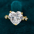 Front View of 1.50 Ct Heart Shaped Five Stone Diamond Ring