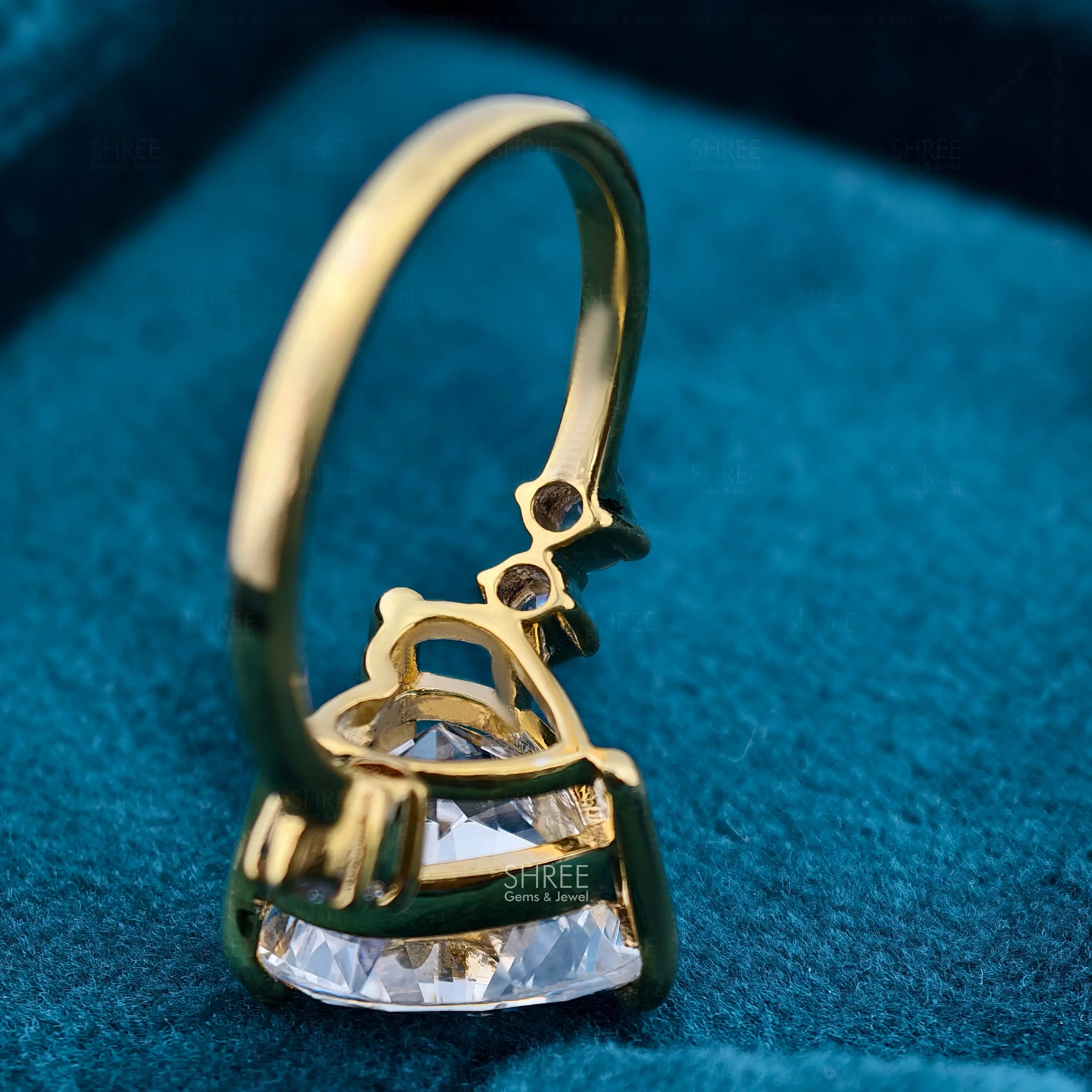 Up side down view of 1.50 Ct Heart Shaped Five Stone Diamond Ring