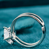 Side View halo princess cut engagement ring​
