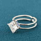 side view of princess cut hidden halo engagement rings​
