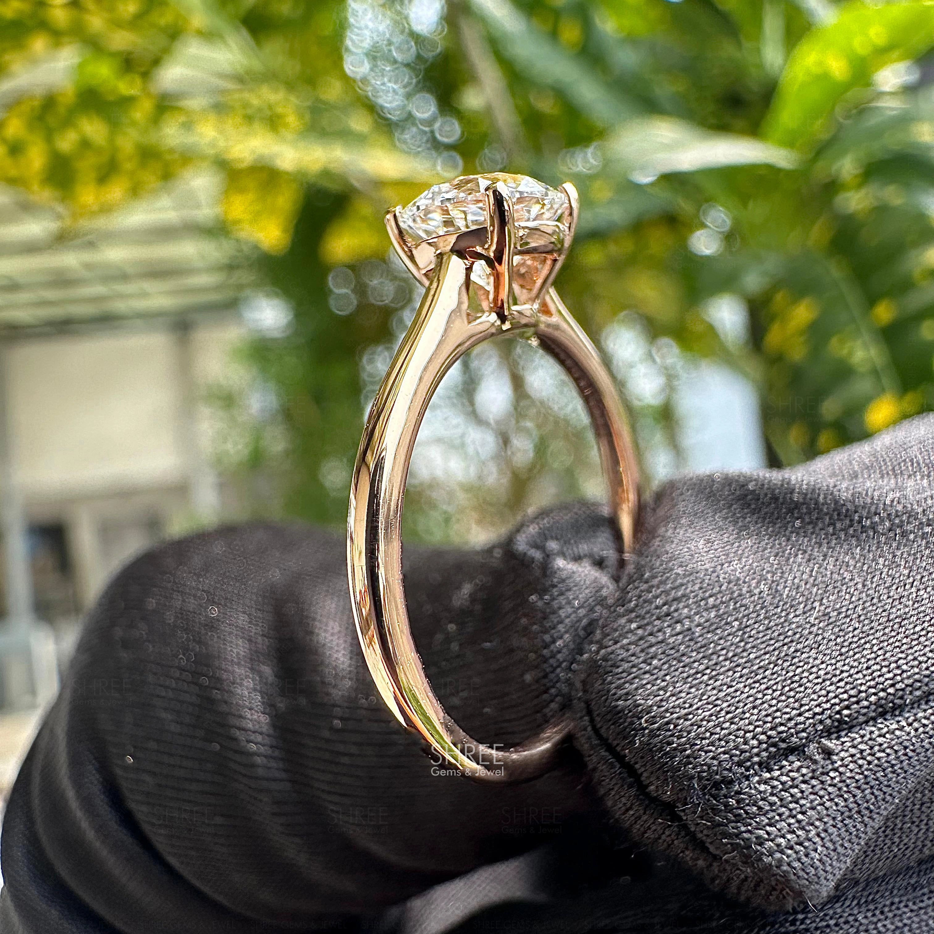 Side Metal View of Round Lab Grown Diamond Engagement Ring