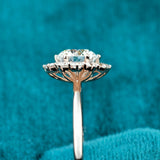 Side view of 1.5 Carat Flower Halo Diamond Engagement Ring