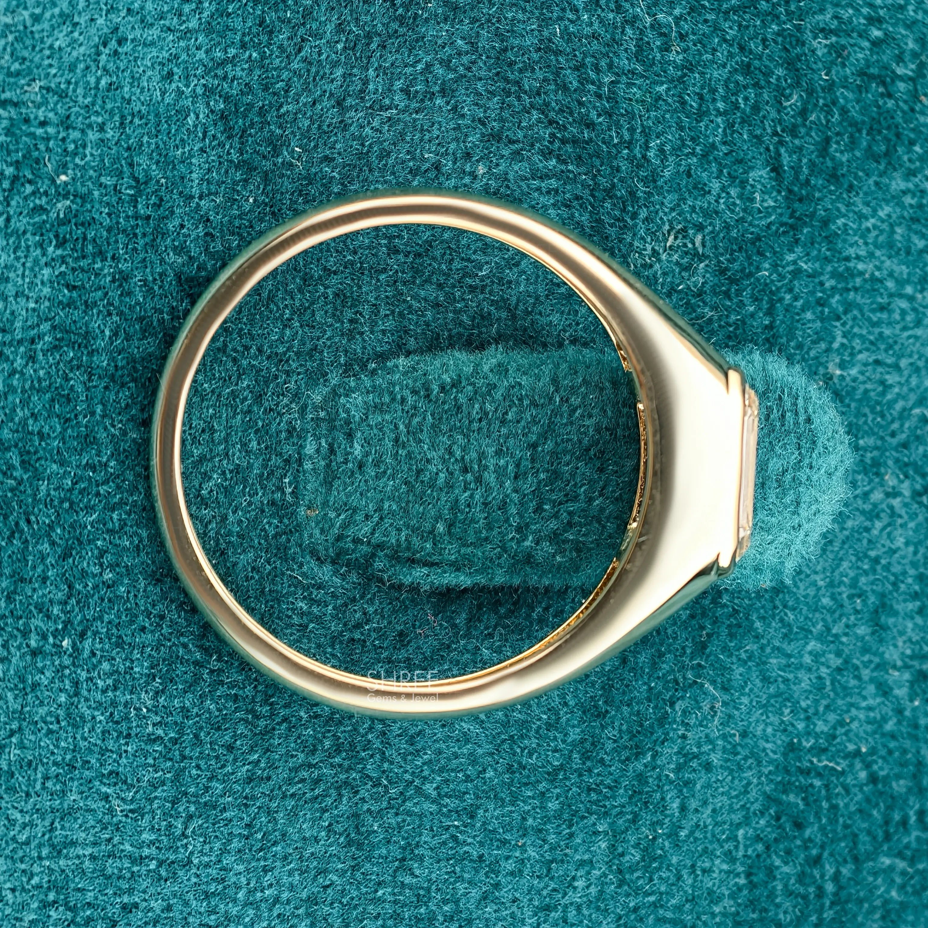 Full Band view of 1.5 Ct Emerald Cut Solitaire Mens Bezel Ring