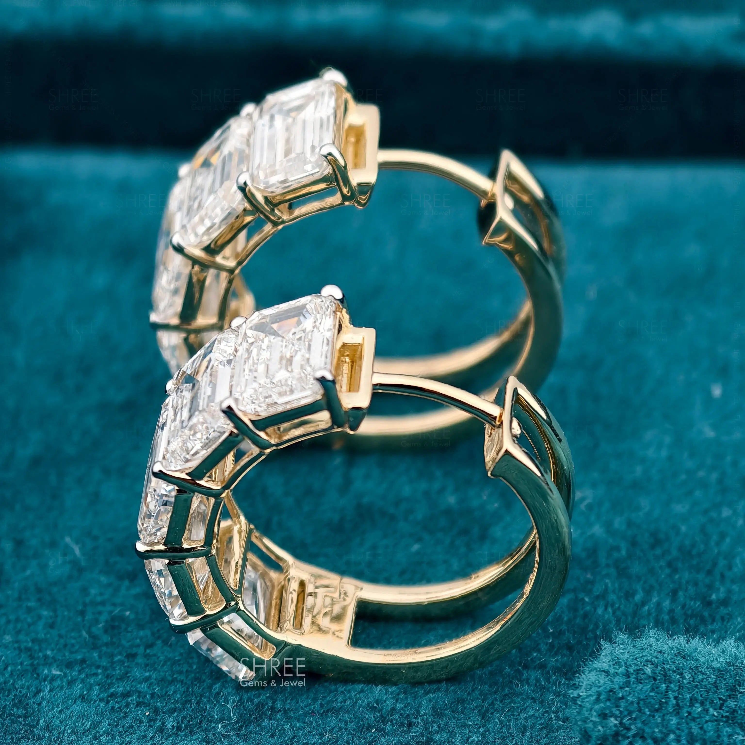 side view of diamond hoop earrings for women
