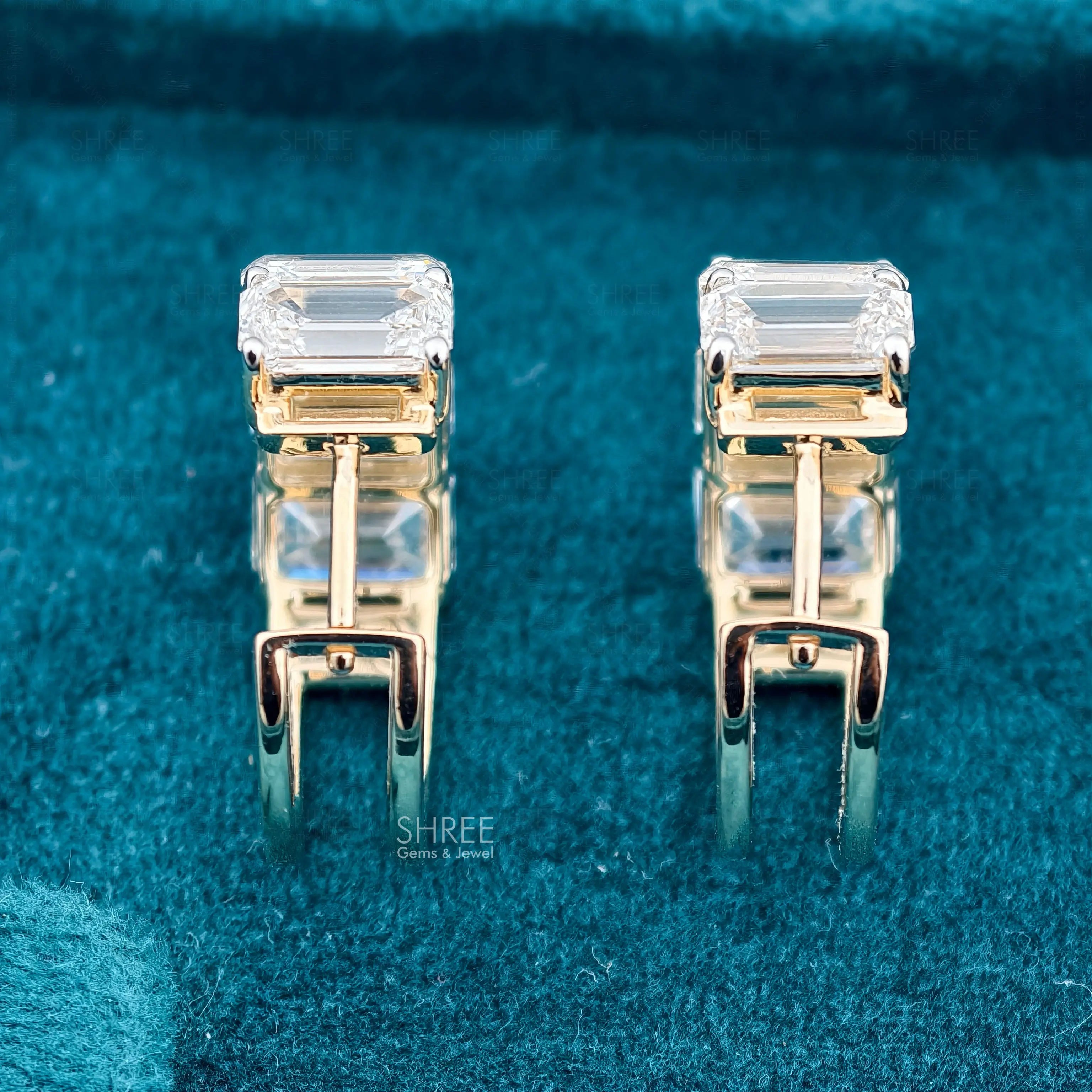 back view of womens diamond hoop earrings
