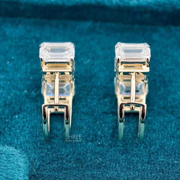 back view of womens diamond hoop earrings