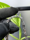 side view of round and baguette diamond bracelet