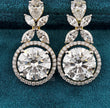 Front View Of 10 Ct Round Cut Lab Grown Diamond Halo Drop Earrings