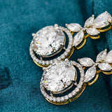 Close up View of 10 Ct Round Cut Lab Grown Diamond Halo Drop Earrings