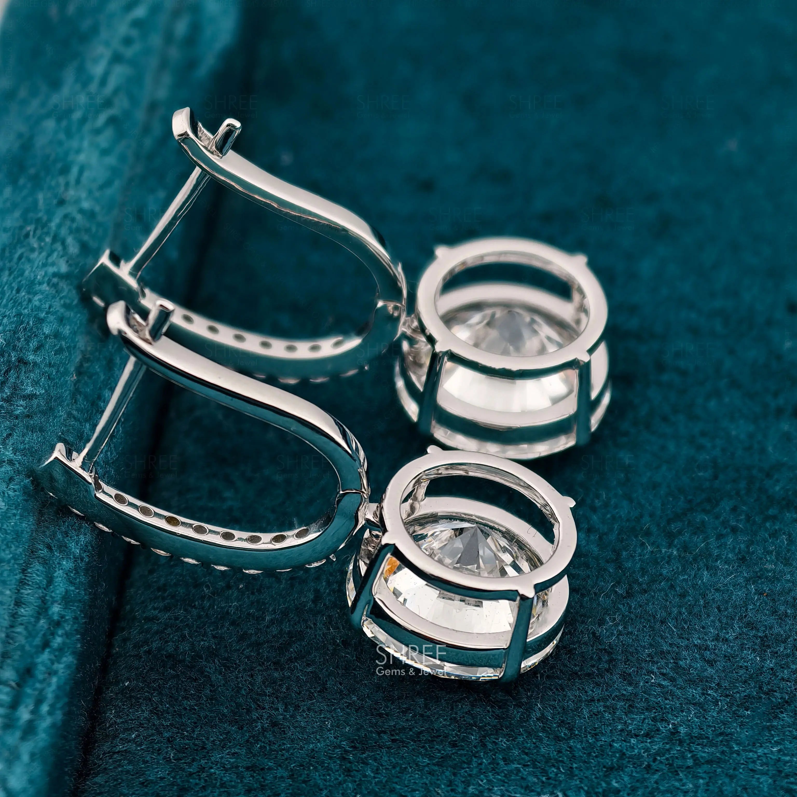 back view of diamond drop earrings for women