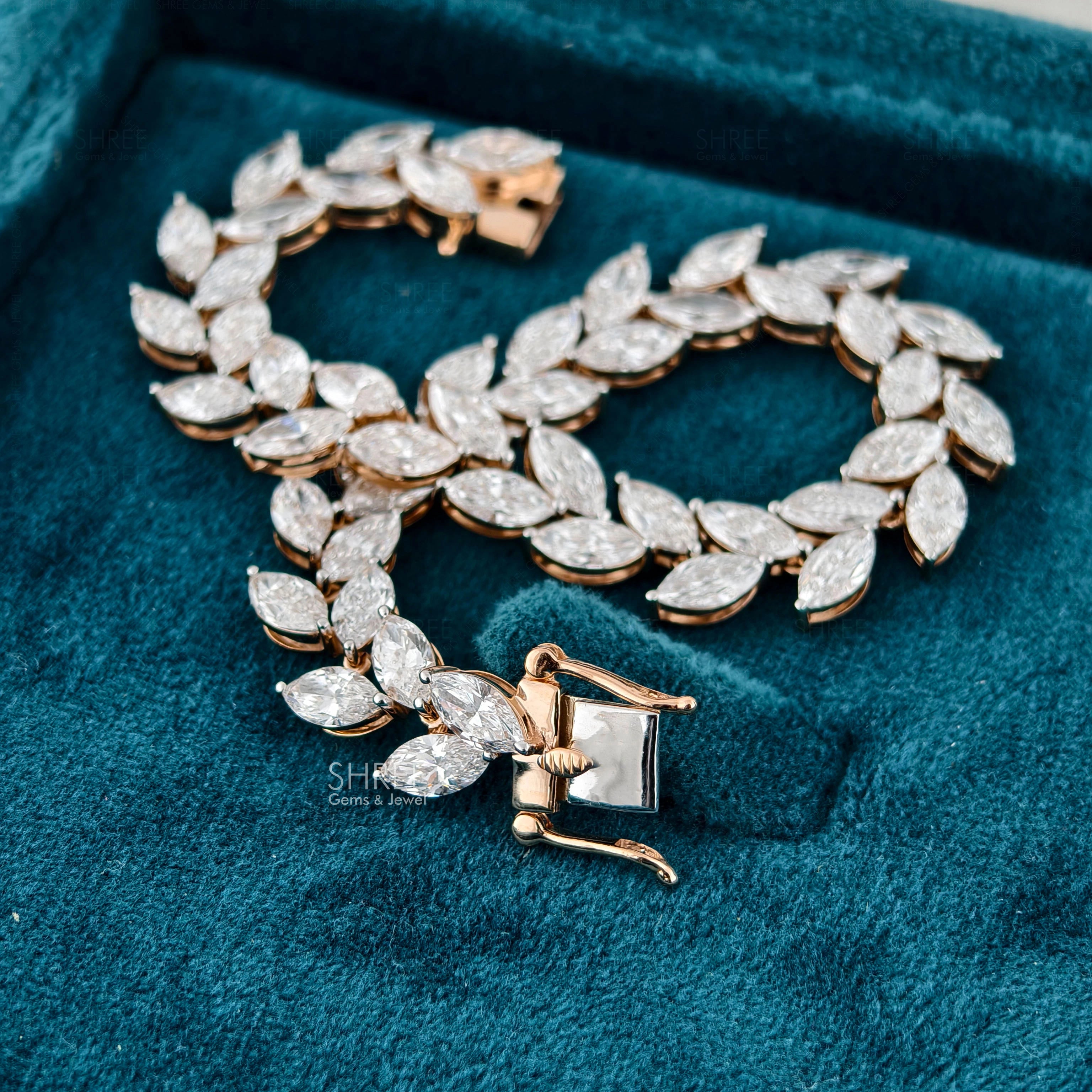 lock view of diamond marquise bracelet​
