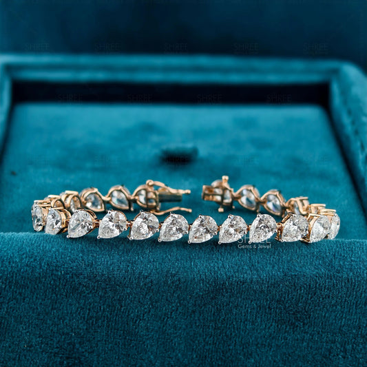 front view of pear shaped diamond tennis bracelet​