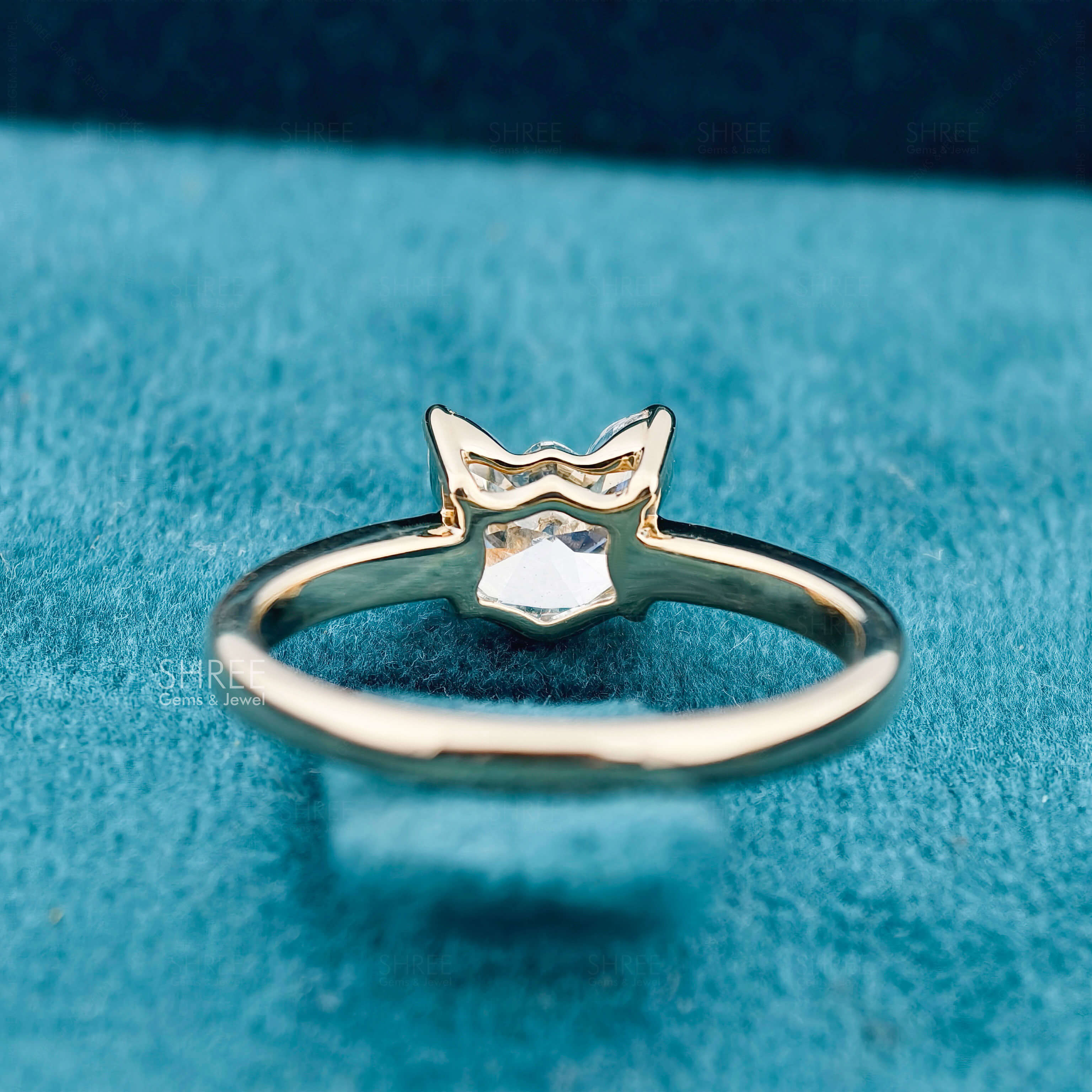 Back Side View of 1 Carat Fancy Solitaire Cat Diamond Ring