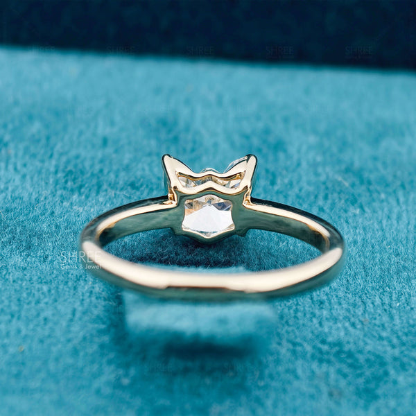 Back Side View of 1 Carat Fancy Solitaire Cat Diamond Ring