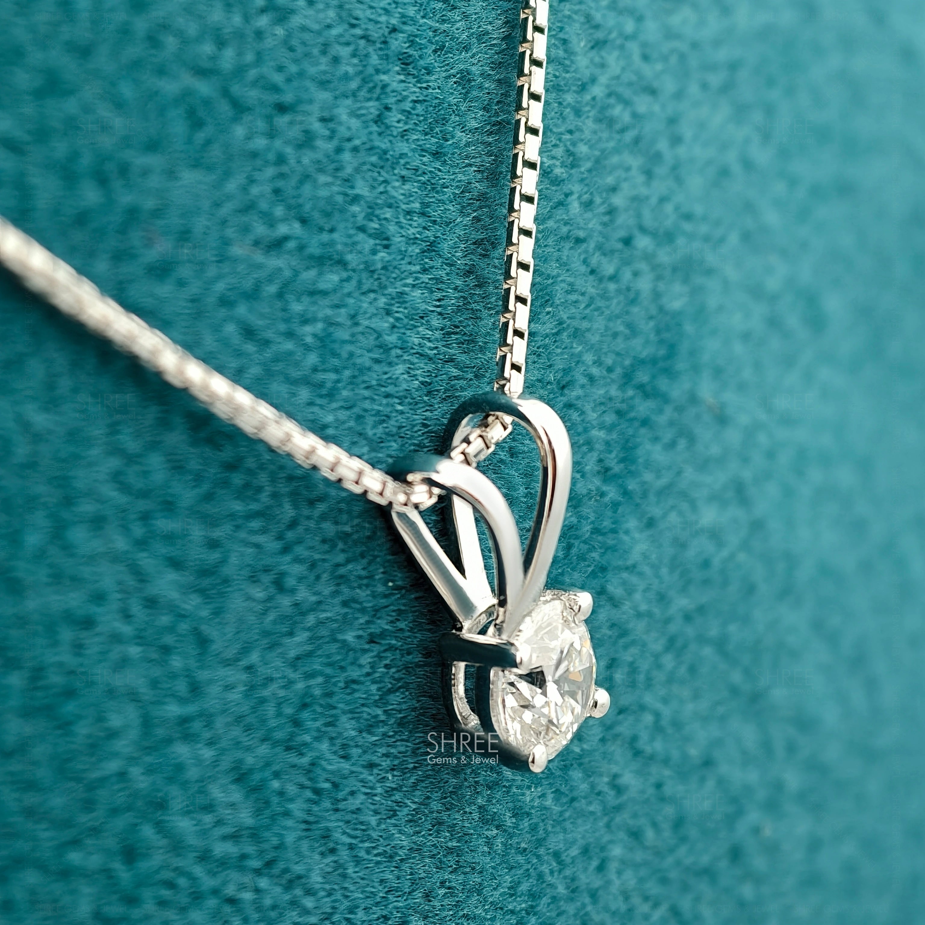 Side View Of 1 Ct Lab Diamond Solitaire Pendant